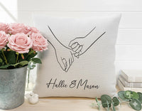 Personalised Pinky Promise Cushion - Minimal Romantic Keepsake with Names & Line Art for Couples