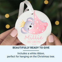 Sleeping Koala Baby Ornament - First Christmas Keepsake with Crown for Newborn Boys & Girls