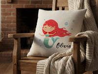 Personalised Mermaid Cushion – Soft Kids Room Pillow With Custom Name Detail