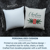 Personalised Family Christmas Cushion - Pine & Gift Design with Family Name