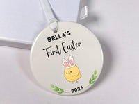 Baby First Easter Ornament 2026 - Chick with Bunny Ears Keepsake & Name