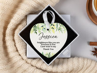 Personalised Neighbour Ornament | Moving Away Gift | Thank You Best Neighbours | Ceramic Heart Keepsake | Friend Hanging Decor