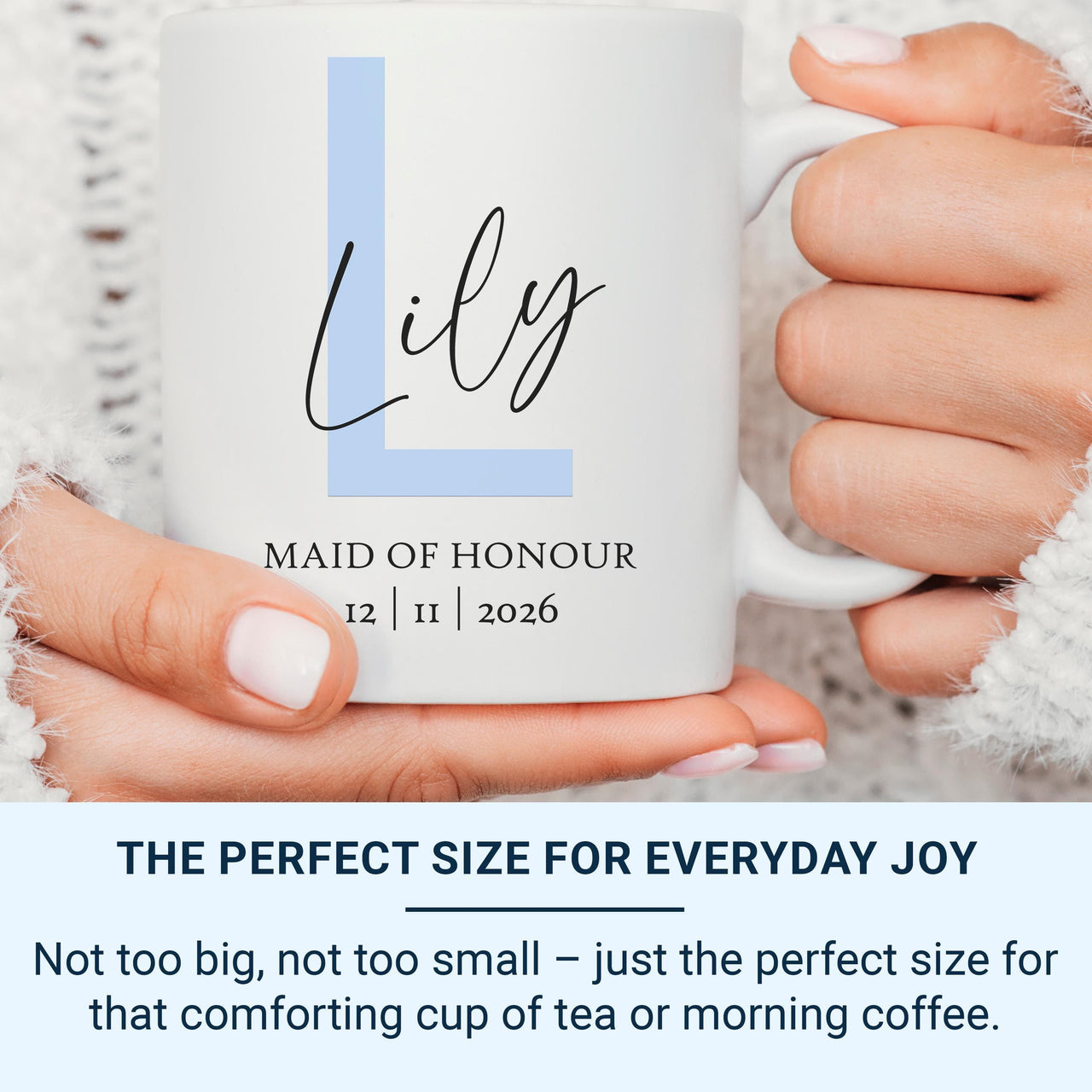 Maid of Honour Mug Personalised Name Date Wedding Party Gift