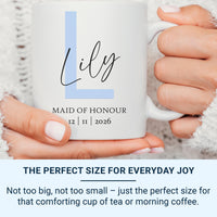 Maid of Honour Mug Personalised Name Date Wedding Party Gift