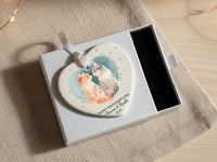 Valentine Cats Heart Ornament - Romantic Keepsake with Names for Cat Loving Couples