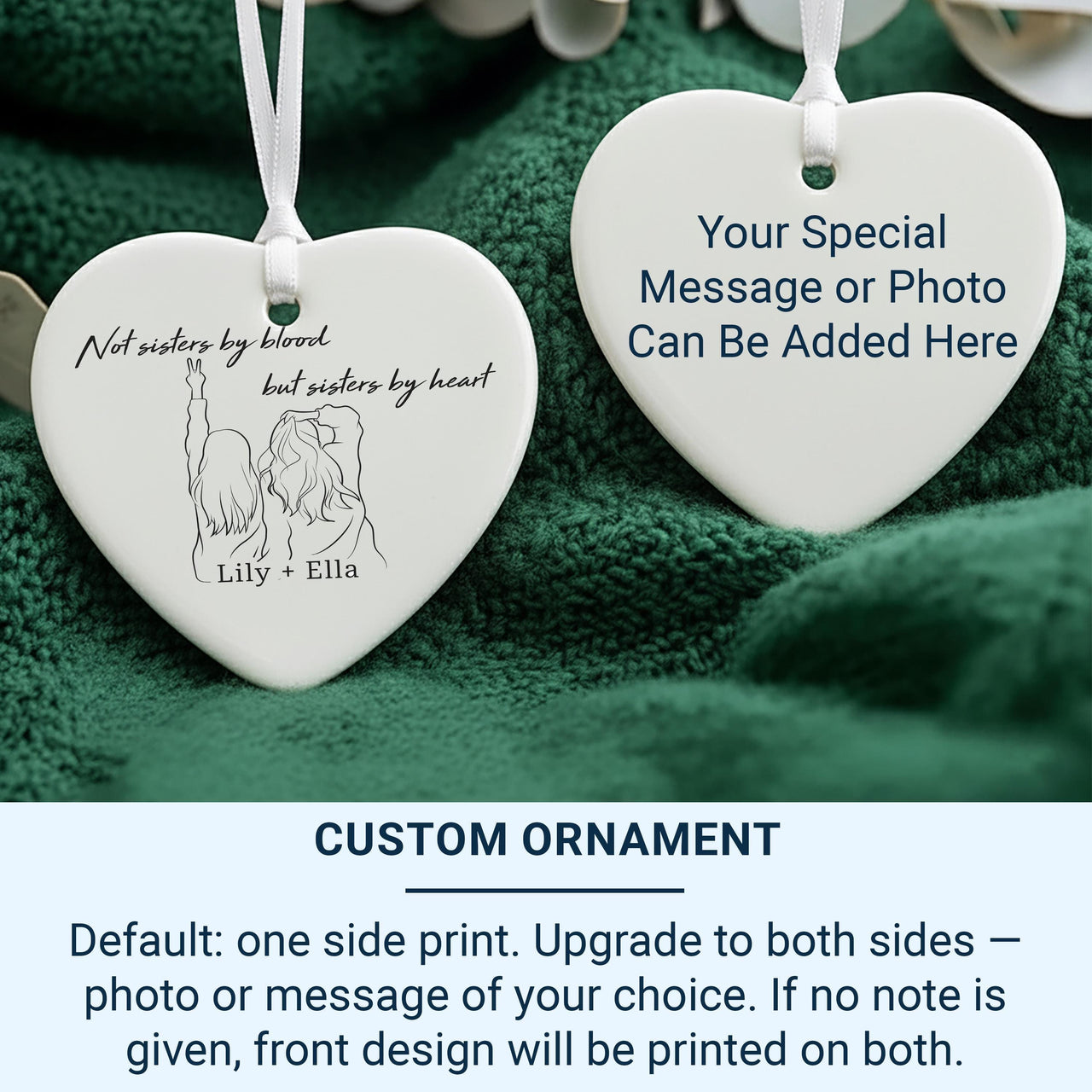 Personalised Best Friends Ornament - Sisters by Heart - Gift for Bestie - Friendship Present - Birthday or Christmas Gift
