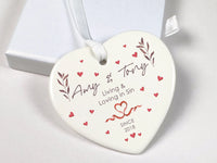 Funny Valentine Heart Ornament - Living Loving in Sin Keepsake with Names