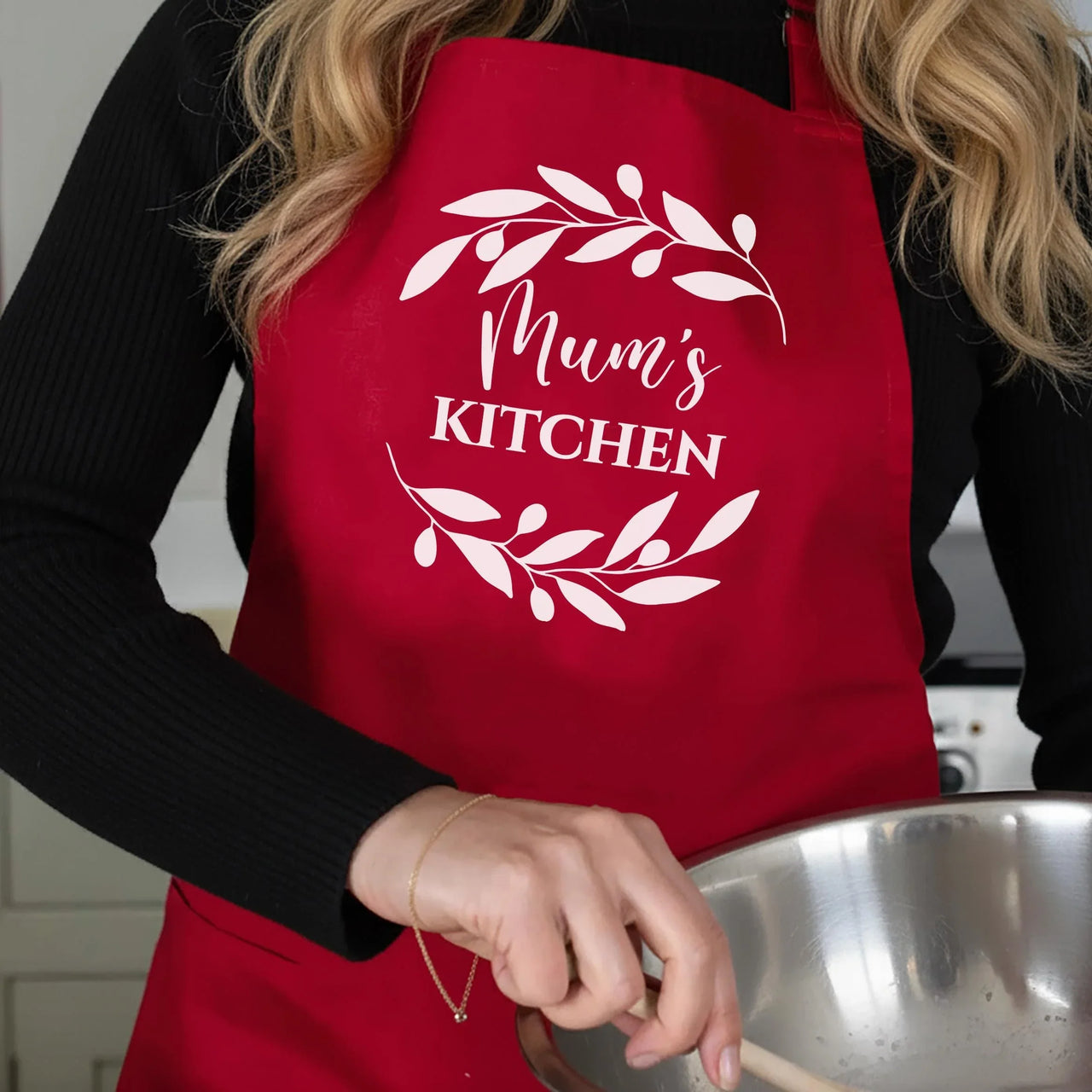 Personalised Baking Apron - Custom Name, One Size Adjustable Cotton Blend Gift