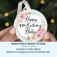 40th Birthday Ornament - Floral Keepsake with Name for Milestone Celebration