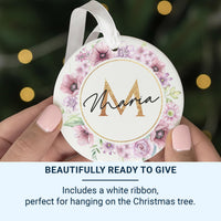 Floral Monogram Ornament - Elegant Name Keepsake with Initial for Family Tree