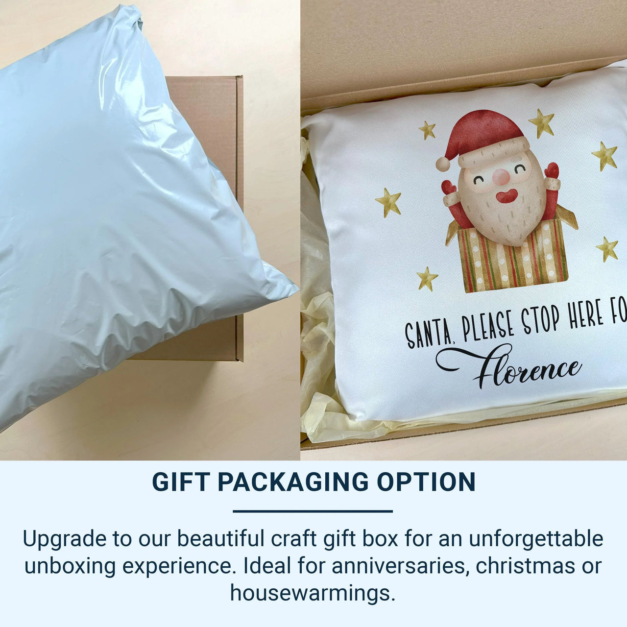 Personalised Santa Cushion - Playful Stars Design with Child's Name