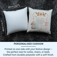 Personalised Easter Bunny Letter Cushion with Flowers - Cute Spring Poem Keepsake for Kids