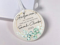Godparent Thank You Ornament - Eucalyptus Keepsake for Baptism, Christening & Gratitude