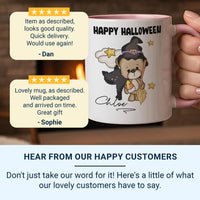Happy Halloween Mug – Personalised Name with Witch Bear and Cat – Kids’ Spooky Season Trick_or_Treat Gift