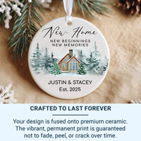 Personalised New Home Christmas Ornament 2025 - Ceramic Bauble with Names - New Beginnings, New Memories - Keepsake Hanging Gift