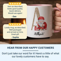 Personalised Santa Mug with Glitter Initial and Name - Christmas Gift for Kids