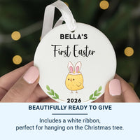 Baby First Easter Ornament 2026 - Chick with Bunny Ears Keepsake & Name