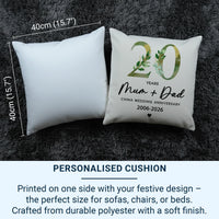 20th Anniversary Cushion – Personalised Anniversary Gift | Floral Marriage Keepsake