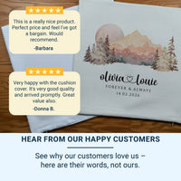 Personalised Mountain Cushion - Scenic Romantic Keepsake with Names & Date for Adventurous Couples