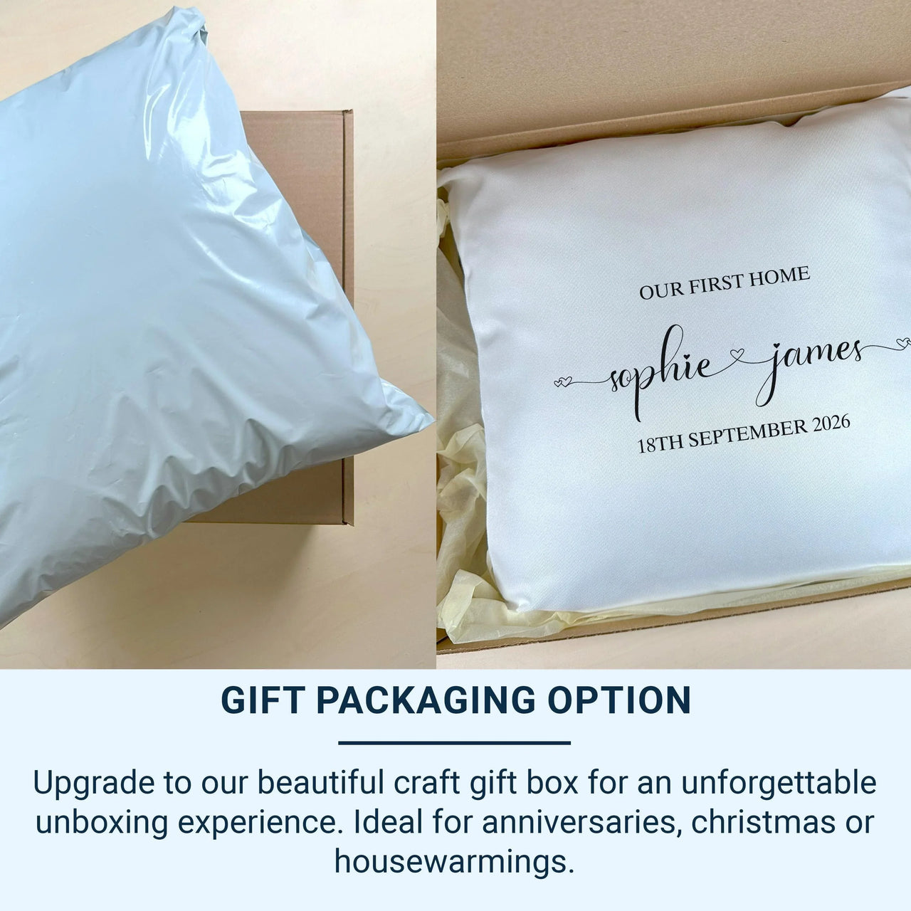 Personalised First Home Cushion – Custom Pillow Cover | New Home Pillow Gift