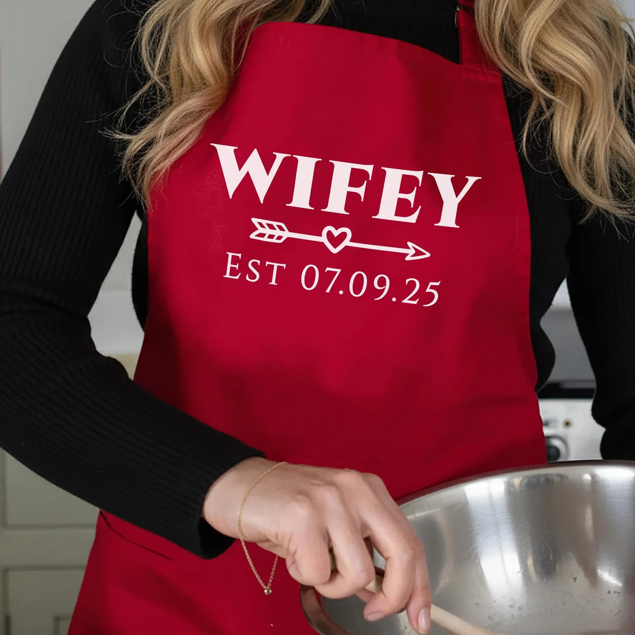 Personalised Couple Aprons – Matching Custom Name Aprons with Adjustable Fit