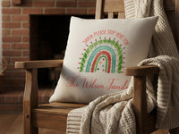 Personalised Rainbow Christmas Cushion - Cheerful Holiday Keepsake with Family Name