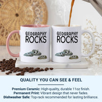 Geography Rocks Teacher Mug - Funny Subject Gift with Smiling “Rocks” - End of Term Thank-You and Staffroom Laughs