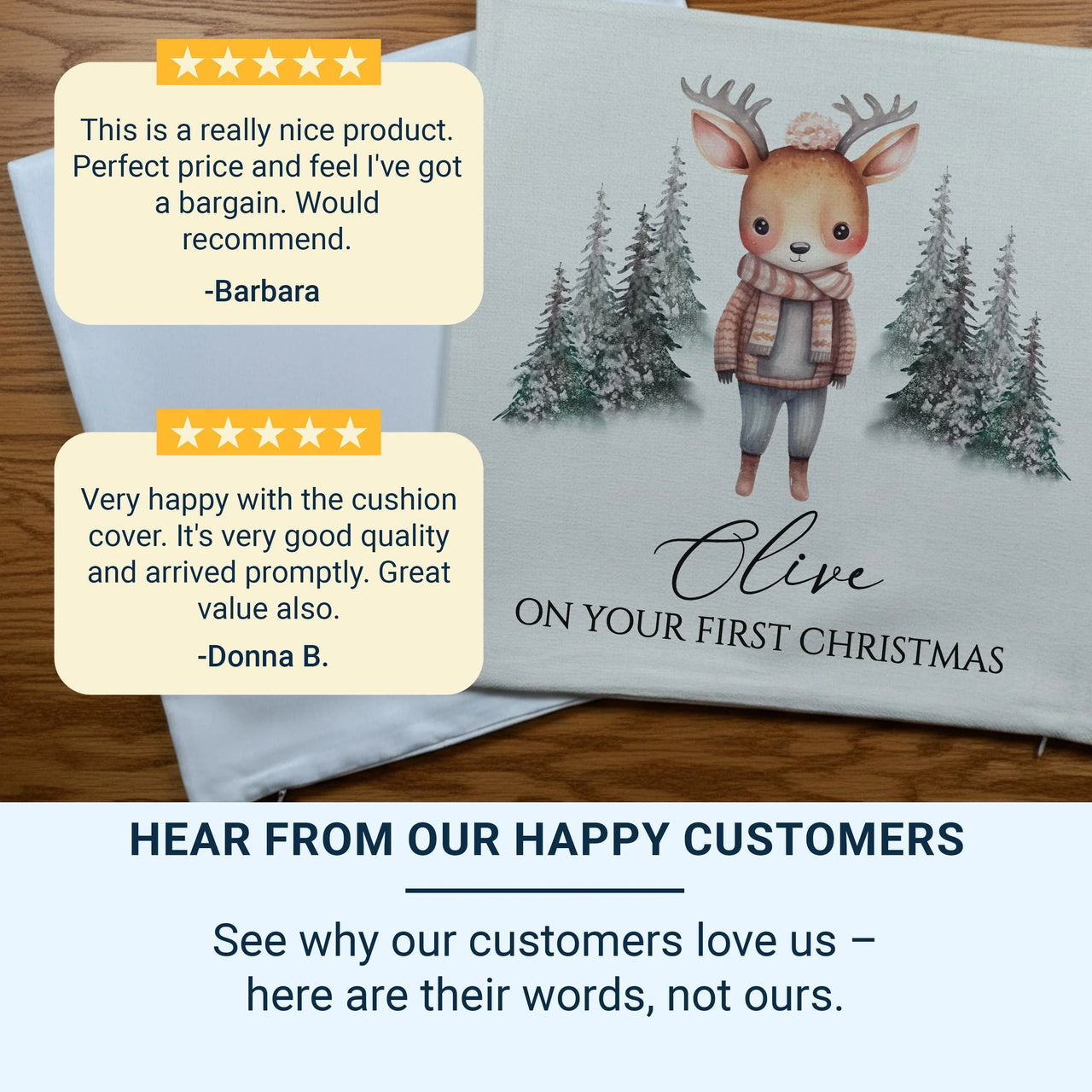 Personalised Baby Cushion – Custom Nursery Cushion | Baby's First Christmas Gift