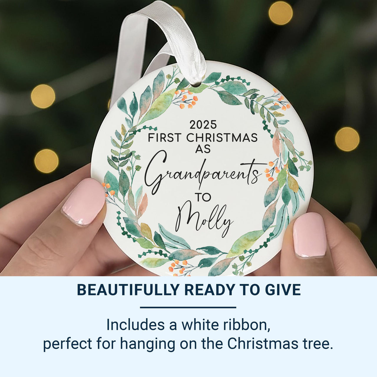 1st Christmas As Grandparents Ornament | Personalised New Grandparents Bauble | Nanny & Grandad Xmas Keepsake | Baby Shower Gift Idea