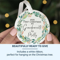 1st Christmas As Grandparents Ornament | Personalised New Grandparents Bauble | Nanny & Grandad Xmas Keepsake | Baby Shower Gift Idea