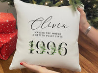 Personalised Birthday Cushion - Name & Year 1996 Elegant Milestone Gift