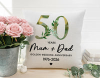 Personalised 50th Anniversary Cushion - Golden Wedding Keepsake with Names & Dates