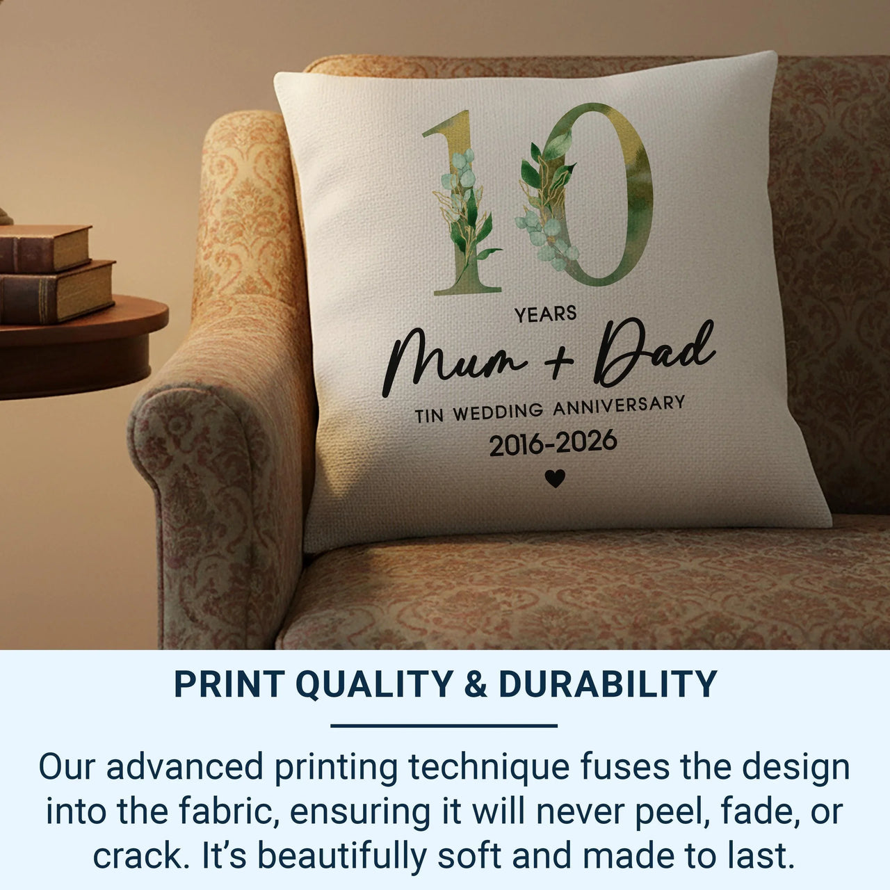 Personalised Anniversary Cushion – Romantic Floral Decor With Custom Name Print