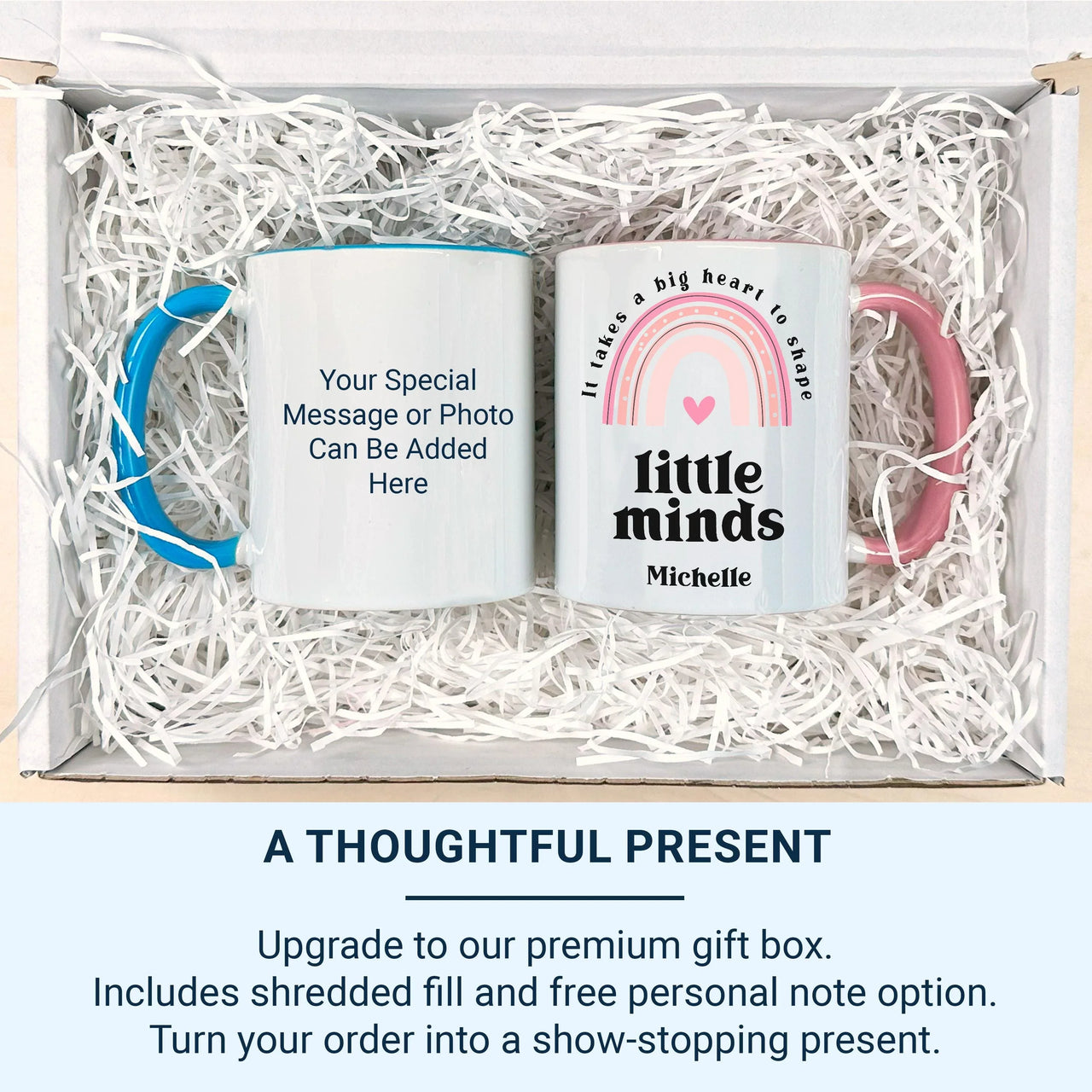 Personalised Teacher Mug - Big Heart Little Minds | Rainbow Heart Design Gift