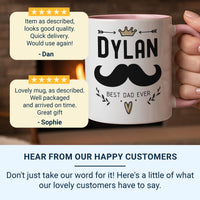 Best Dad Ever Mug Personalised with Crown and Moustache _ Fathers Day and Birthday Gift
