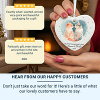 Valentine Cats Heart Ornament - Romantic Keepsake with Names for Cat Loving Couples