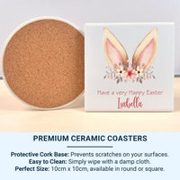 Have a Very Happy Easter Personalised Mug – Bunny Ears with Florals and Script Name – Kids’ Spring Basket and Cocoa Gift