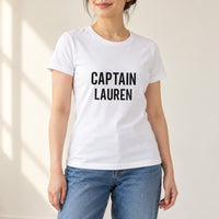 Captain Iron-On Transfer - Personalised Name Design, shown on a white t-shirt