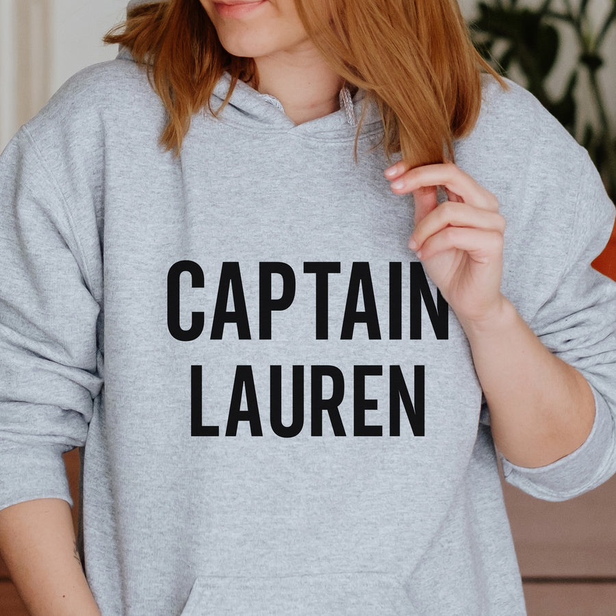Captain Name Iron-On Transfer - Personalised Anchor Design - photo of the finished product