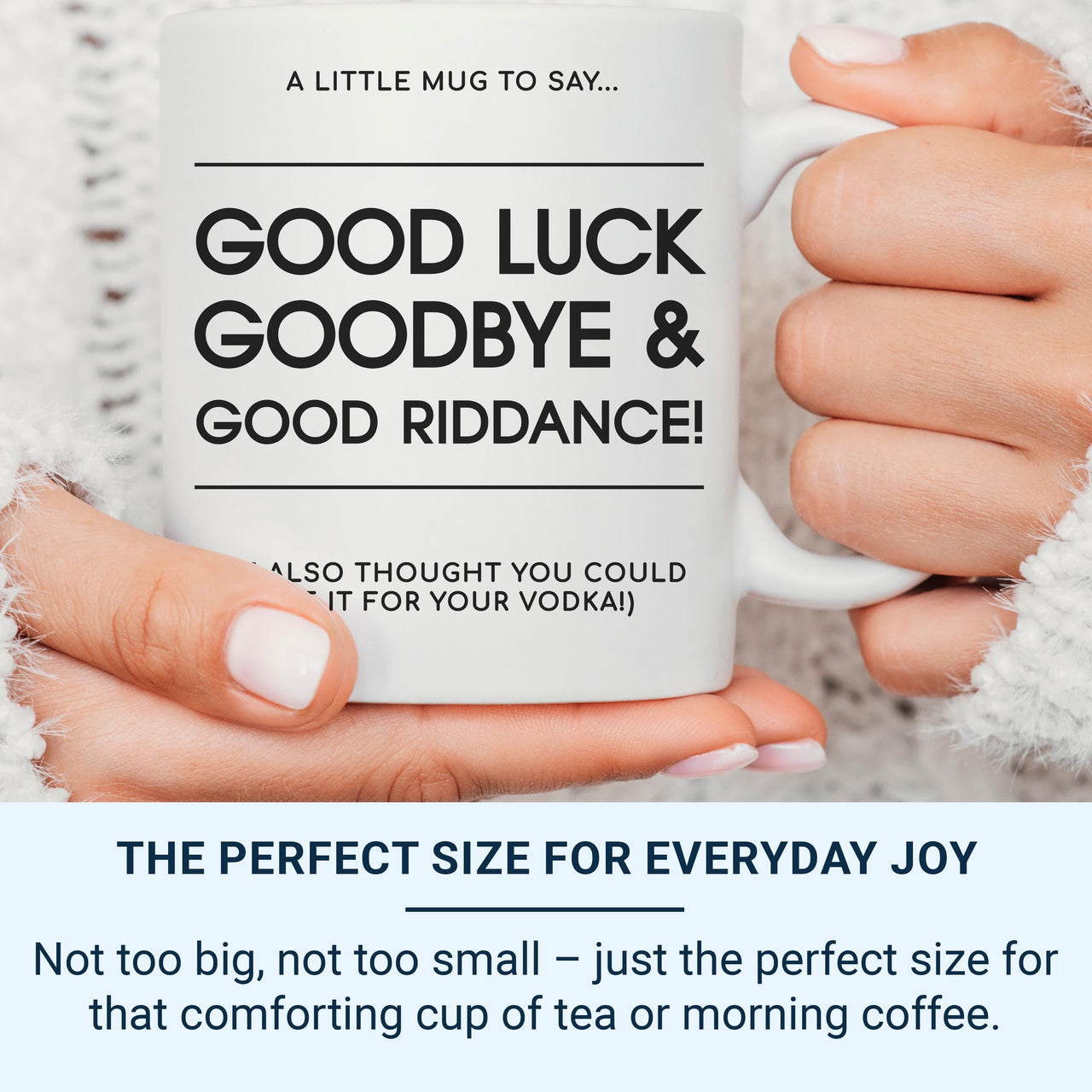 Good Luck, Goodbye and Good Riddance Mug – Hilariously Rude Leaving Gift for Colleagues – New Job Farewell Office Humour