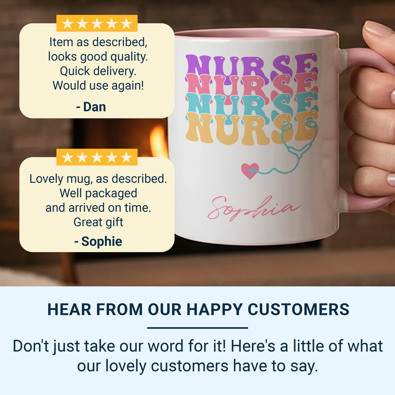 Personalised Nurse Mug – Custom Name Stethoscope Coffee Cup | Nurse Appreciation Gift