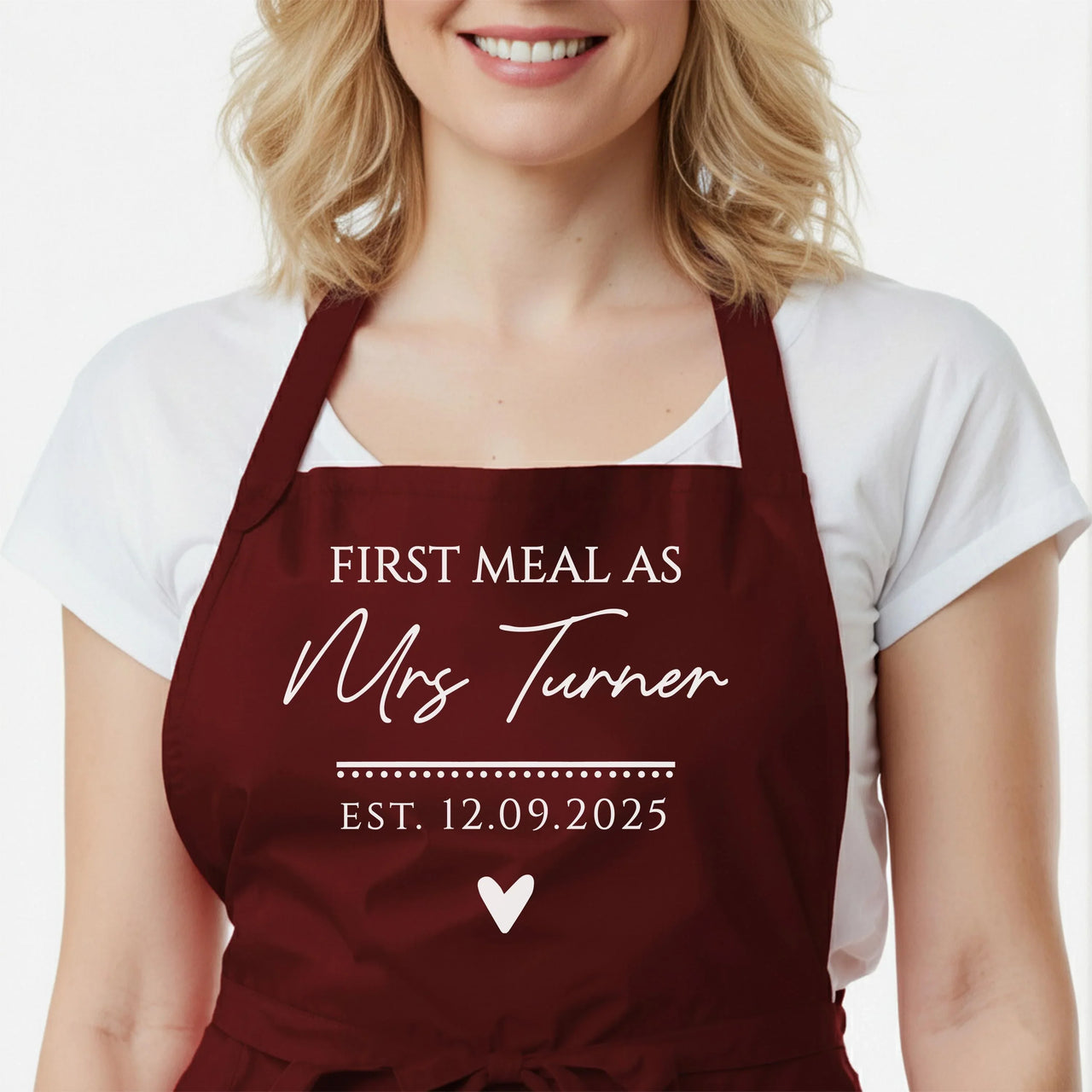 Personalized Wedding Apron – Custom Name, Adjustable Cotton & Durable Polyester Blend