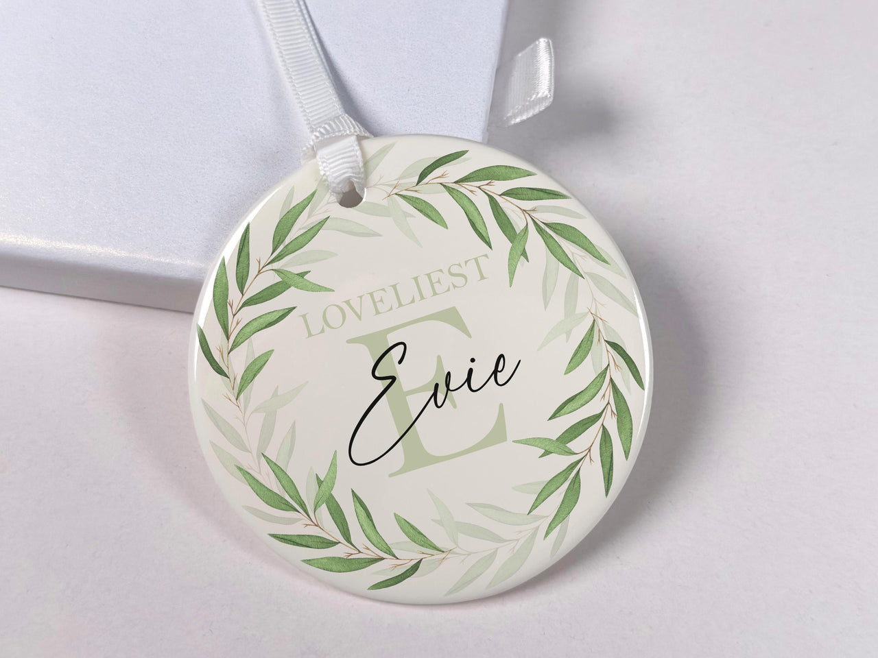 Leafy Wreath Ornament - Elegant Name Keepsake for Family Tree & Milestone Celebrations