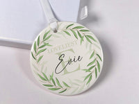Leafy Wreath Ornament - Elegant Name Keepsake for Family Tree & Milestone Celebrations