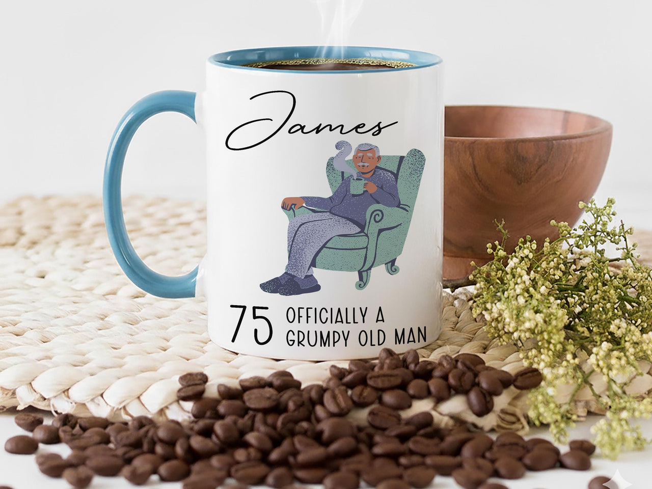 Personalised 75th Birthday Mug and Coaster - Unique Gift Idea for 75th Birthday
