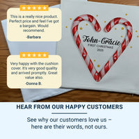 Personalised First Christmas Cushion – Custom Christmas Pillow With Romantic Candy Cane Heart