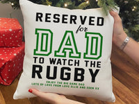 Personalised Dad Cushion - Rugby Message with Children's Names