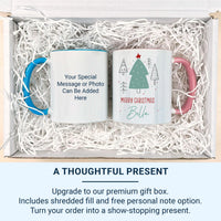 Merry Christmas Personalised Name Mug – Festive Tree Design – Holiday Morning Brew for Stockings, Secret Santa and Family Gifts