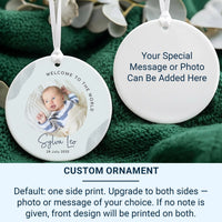 Baby Photo Ornament - Welcome to World Keepsake with Picture & Birth Details