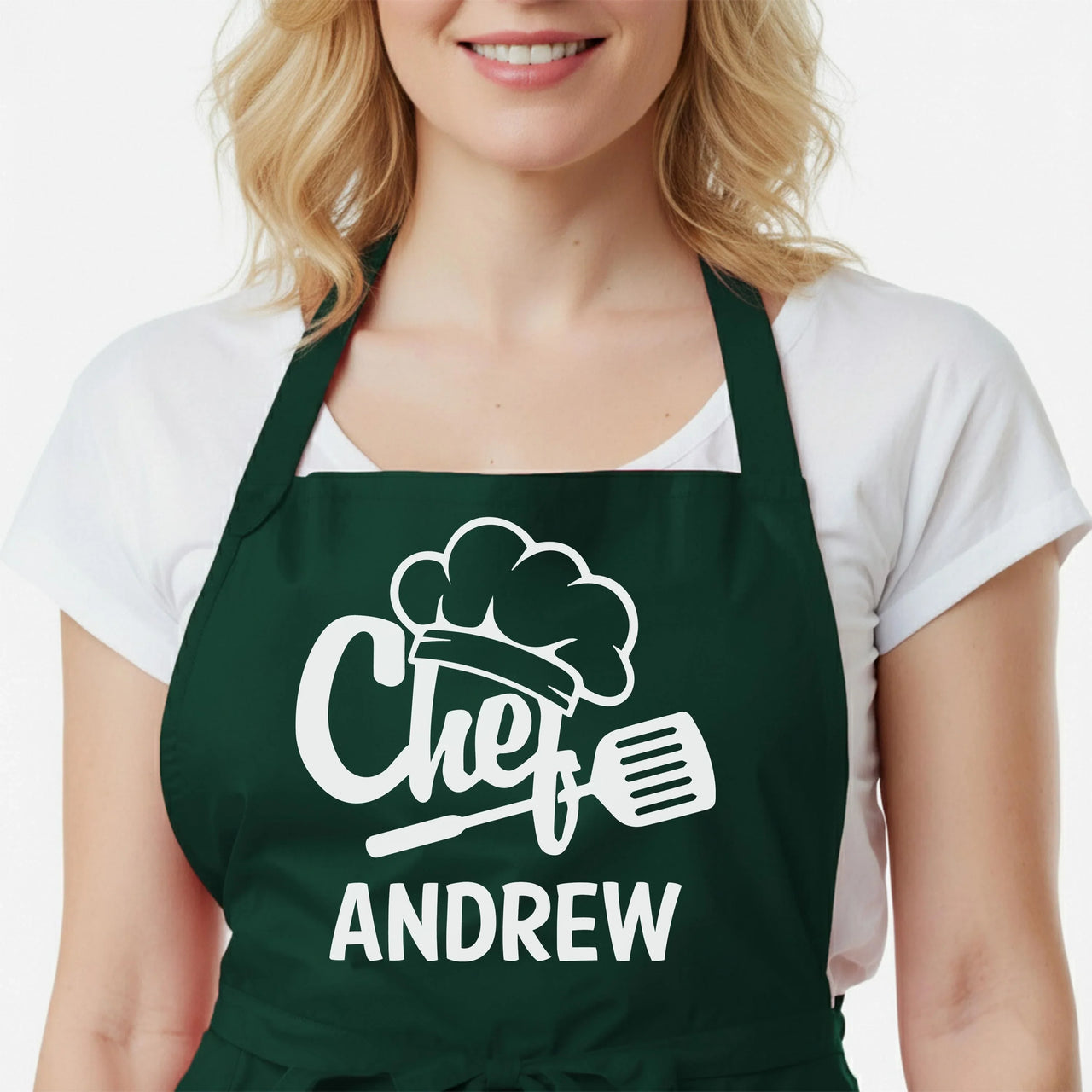 Personalized Kitchen Apron - Custom Chef Apron With Adjustable Neck Strap & Glitter Design